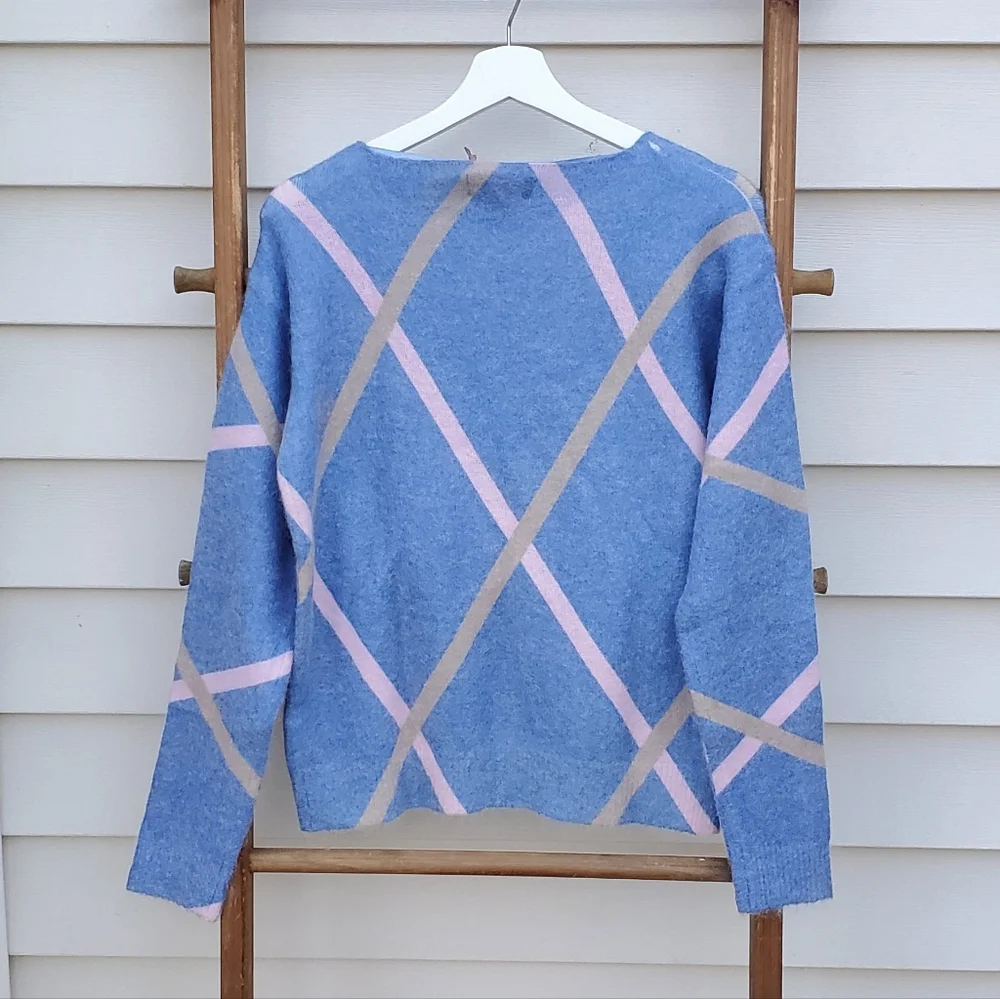 NEW! Bianco & Blu Luxury Mohair Yarn Blue Sweater Size L